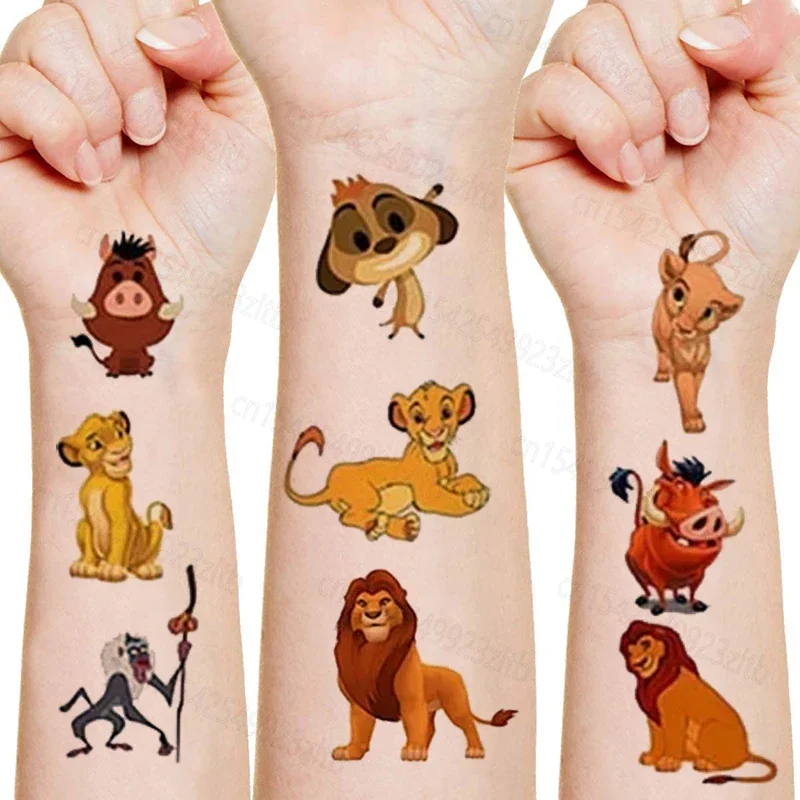 Disney The Lion King Tattoo Stickers Cartoon Animal Child Temporary Fake Tattoos Paste on Arm Leg on Children Kids Toys Sticker