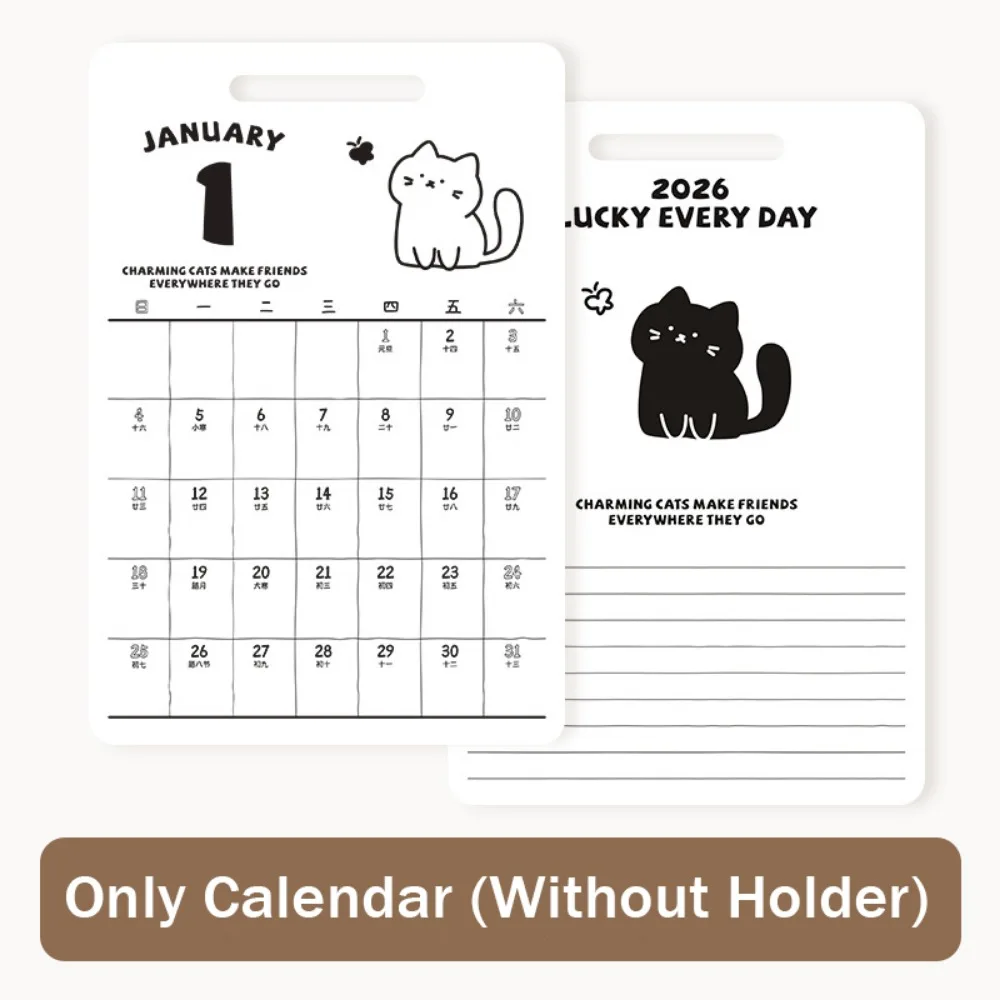 

Настольный календарь на 2026 год с мультяшным котом, на один месяц, многоразовый, с держателем для заметок, ежемесячный и ежедневный планировщик, для планирования учебы