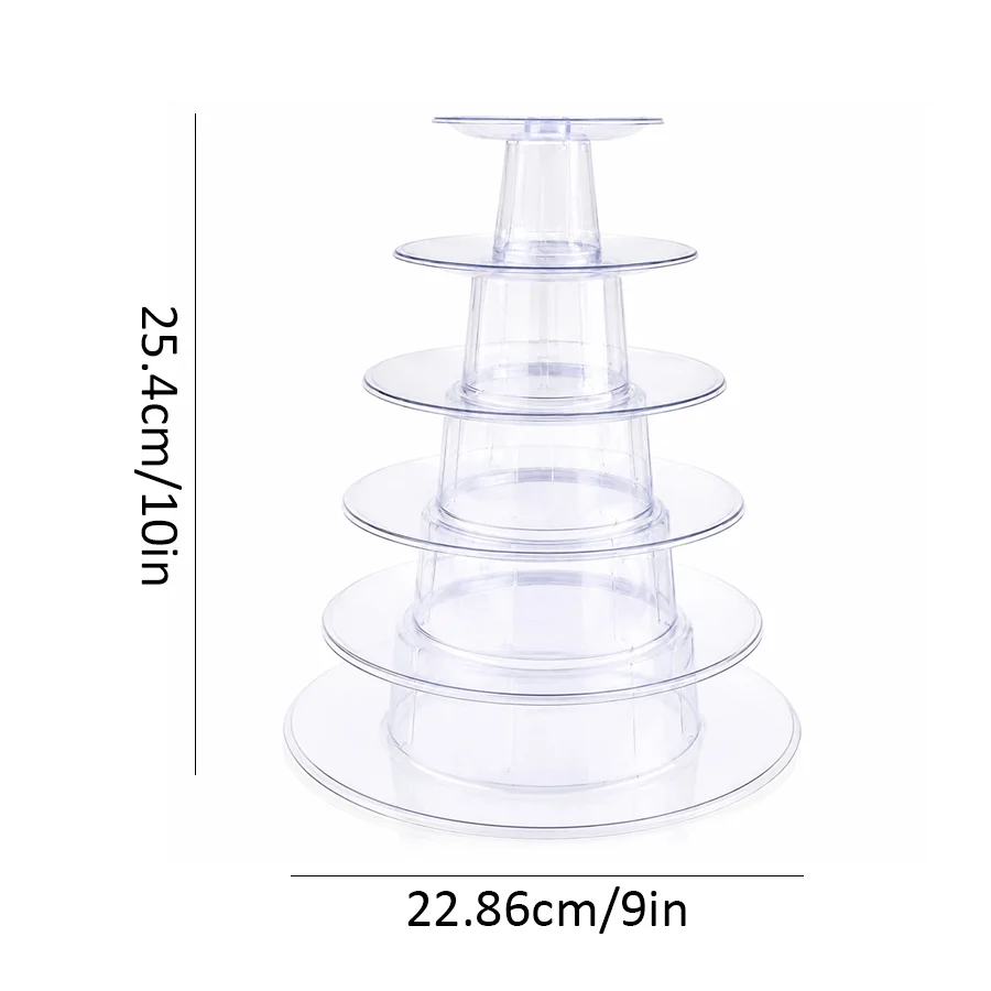 1pc Round Clear Macaron Tower Display Rack, Tiered Plastic Treat Stand, 6 Layer Dessert Organizer for Wedding Dessert Table, XJM