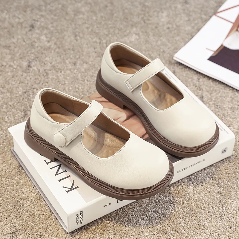 女の子夏プリンセスレザーメリージェーンドレスシューズノンスリップウェディングパーティー学校快適な通気性フックループブラック