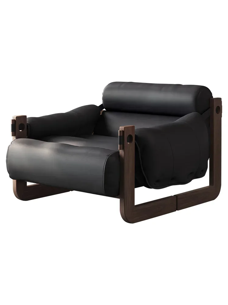Nordic ash wood leather leisure chair