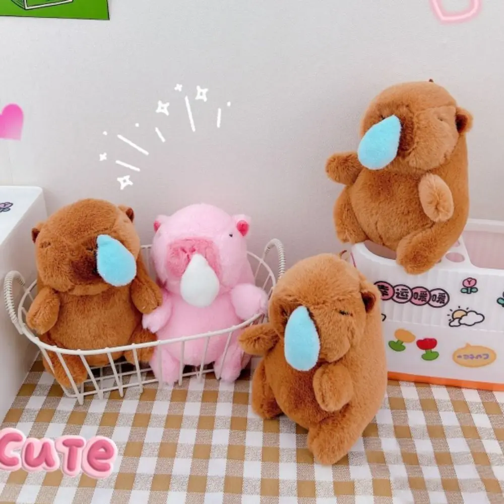 Precioso llavero de capibara de felpa rosa, llavero creativo de capibara con mocos, colgante de Kapibara suave y divertido, Unisex