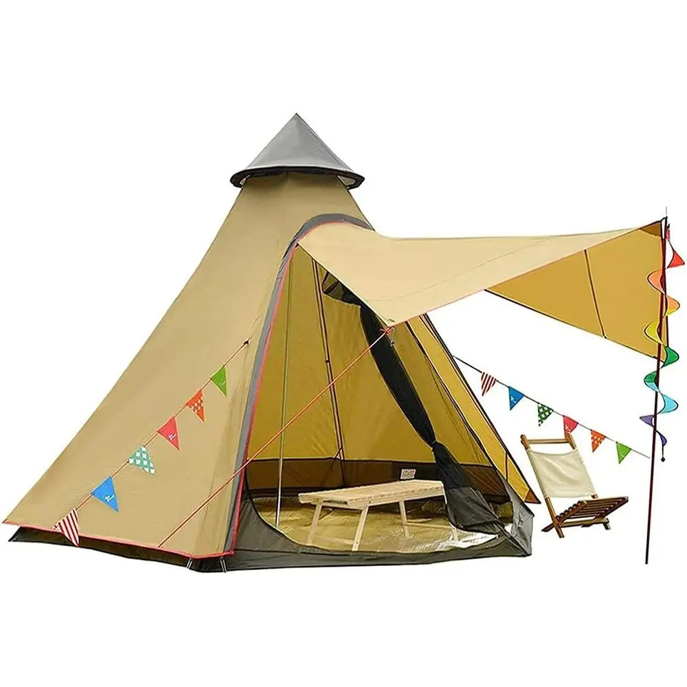 

Family Camping Tent: 3-4 Person Double Layer Waterproof UV-Resistant Teepee Style Shelter