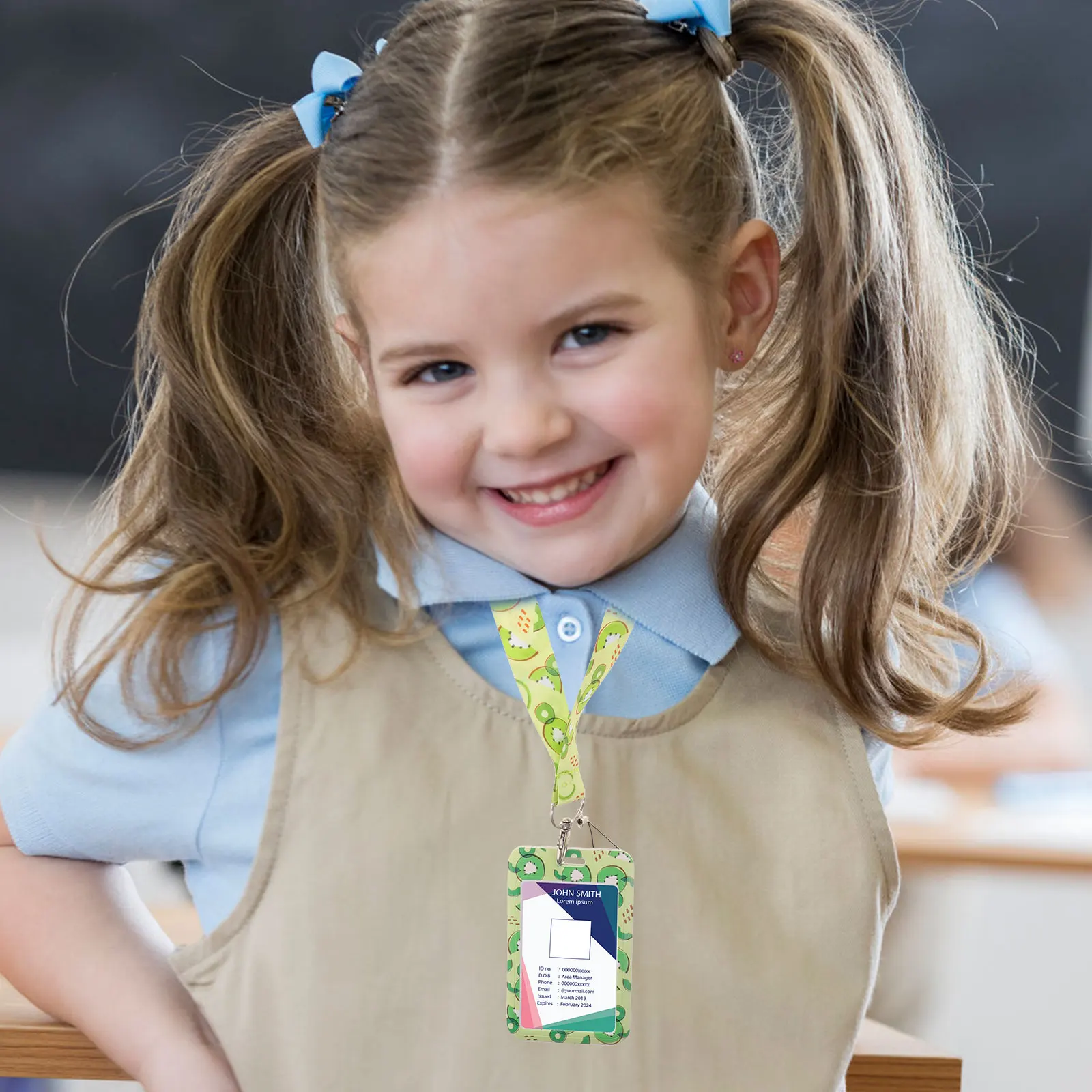 

Id Badge Holder Teacher Student Badge Holder Fruit Pattern Card Sleeve Detachable Lanyard School Office Outdoor Use