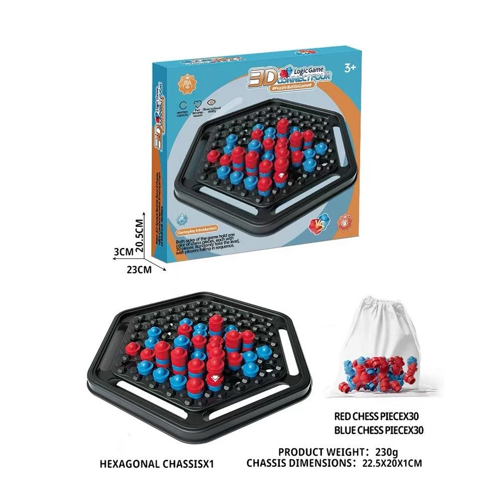 

Набор настольных игр 2-в-1: 3D-игра в крестики-нолики и Power Chess, 3D-геометрическая стратегическая игра, развивающая игрушка Монтессори для детей от 3 лет и старше, семейная игра для вечеринок, подходит для дней рождения, праздников, Рождества, Хэллоуи