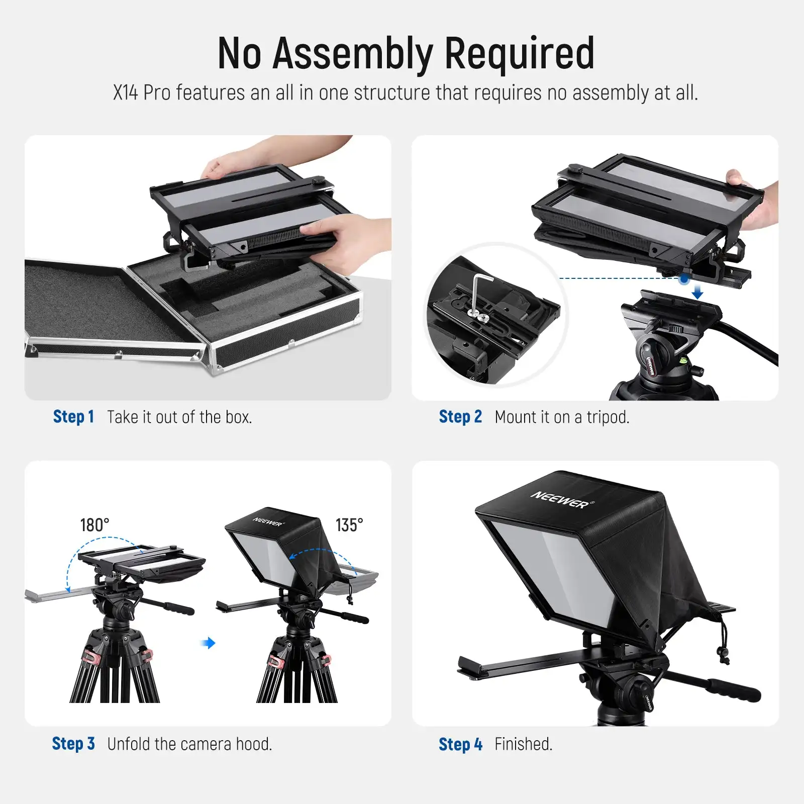 NEEWER X14 PRO Remote Teleprompter Compatible with iPad 12.9" iPad Pro 11" iPad Pro iPad mini and Smartphones