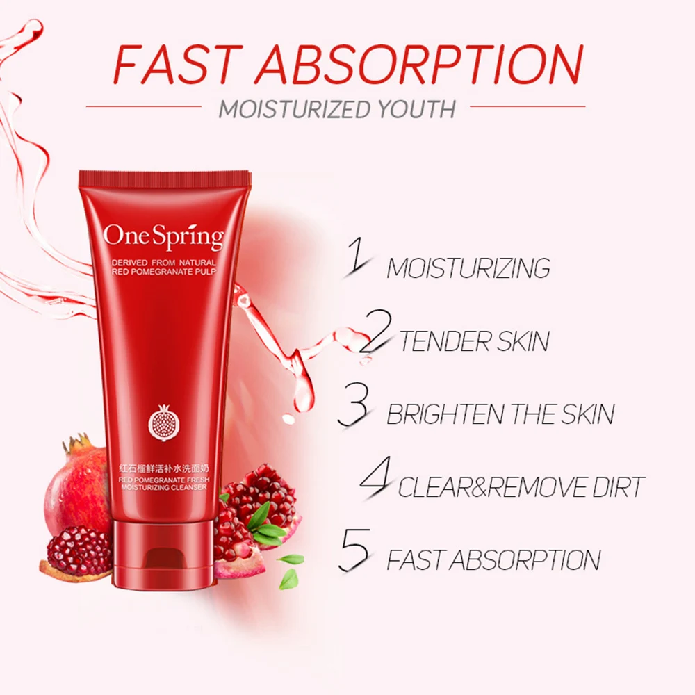 Red Pomegranate SkinCare Set Whiten Freckle Removal Essence Firm Nourish Eye Cream Fade Lip Lines Lip Mask Oil Control Cleanser