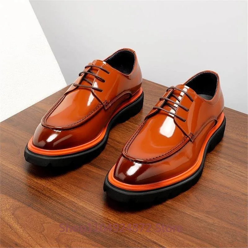 

Designer Luxury Business Casual Leather Shoes for Men Genuine Leather British Thick Sole Derby Dress Wedding Male Spring Autumn