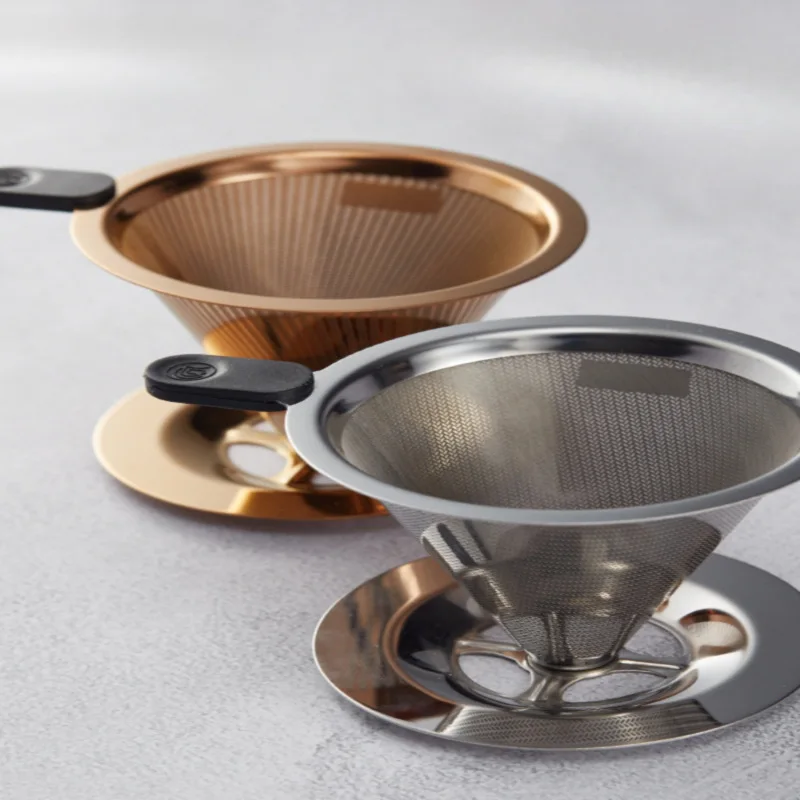 

Stainless Steel Hand Brewing Coffee Filter Pot Set with Portable Drip Cup Minimalist Style American Style Coffee Making Kit