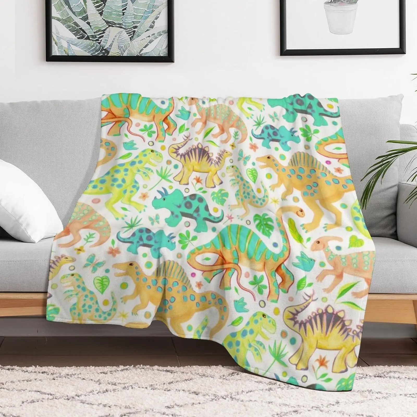 Happy Dinos in Citrus Colors Throw Blanket cosplay anime Softest Plaid Luxury Designer Blankets