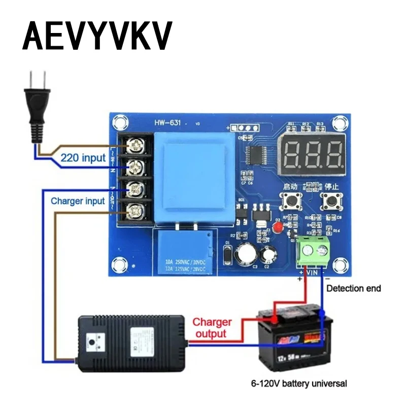 XH-M602 Digitale besturing Batterijoplaadcontrolemodule AC 220V Lithium-opslag Batterijlader Bedieningsschakelaar Beschermingsbord