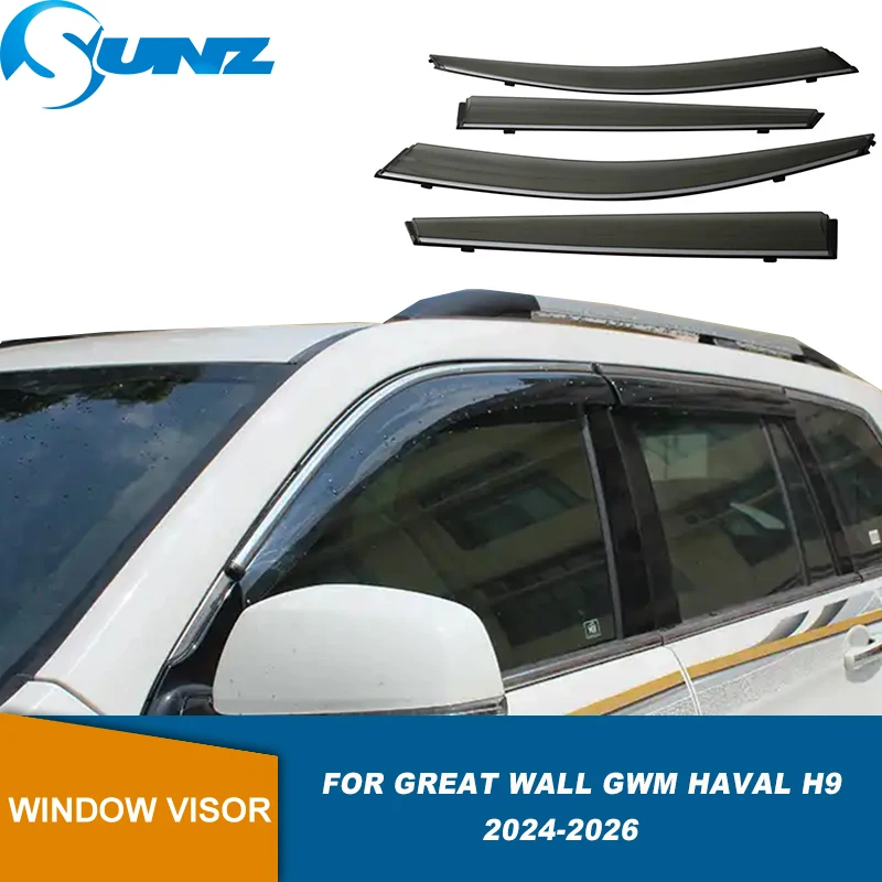 

Door Visor For Great Wall GWM Haval H9 2024 2025 2026 Window Visor Deflector Sun Rain Shelter Guard Weather Shield Cover