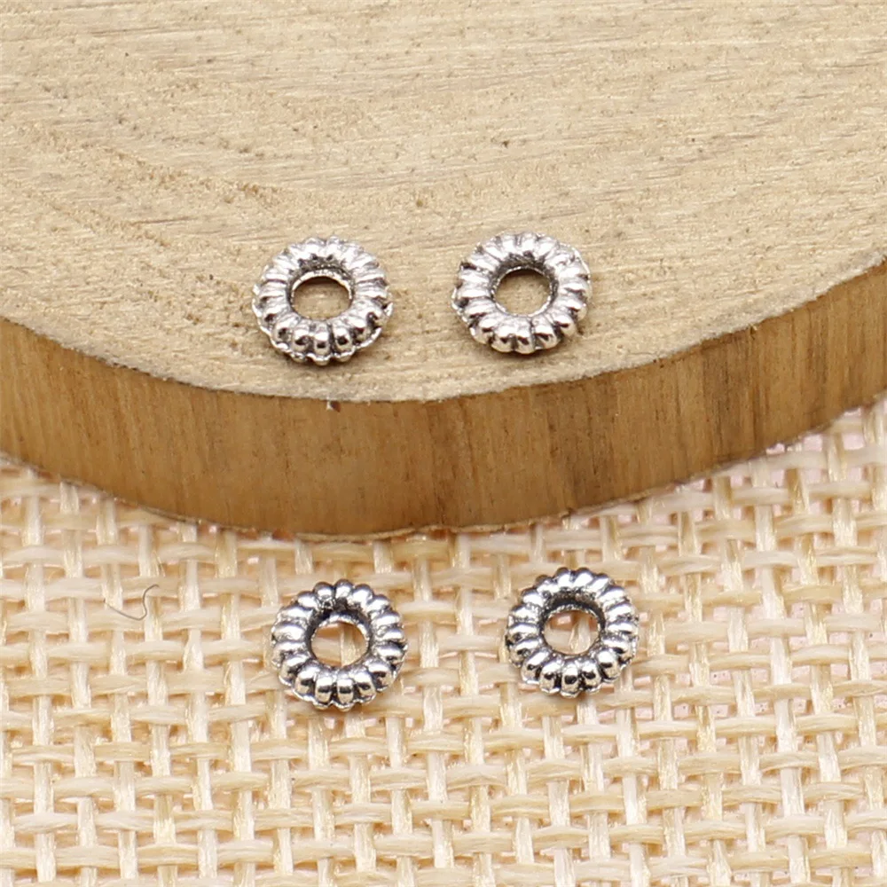 IFOCUS 100 ชิ้น/ล็อตขนาดเล็ก Spacer ลูกปัดสําหรับเครื่องประดับ DIY ทําโลหะผสมสังกะสี 4.5x4.5 มม./0.18x0.18 นิ้ว