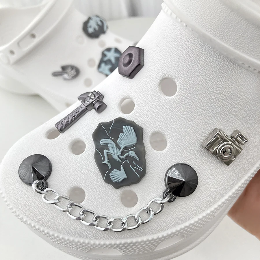 

10pcs Dinosaur Fossil Style Cute Charms Detachable Shoe Decoration Set Suitable For Crocs Clogs Bogg Bag Party Gift Idea