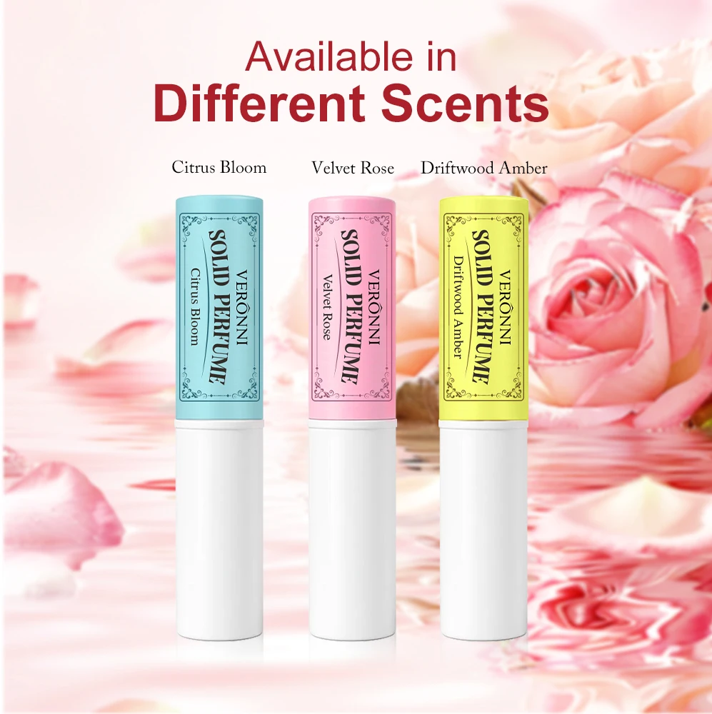 Solid Perfume Stick Portable Long Lasting Fragrance Balm For Women Citrus Rose Woody Scent Travel Size Alcohol Free