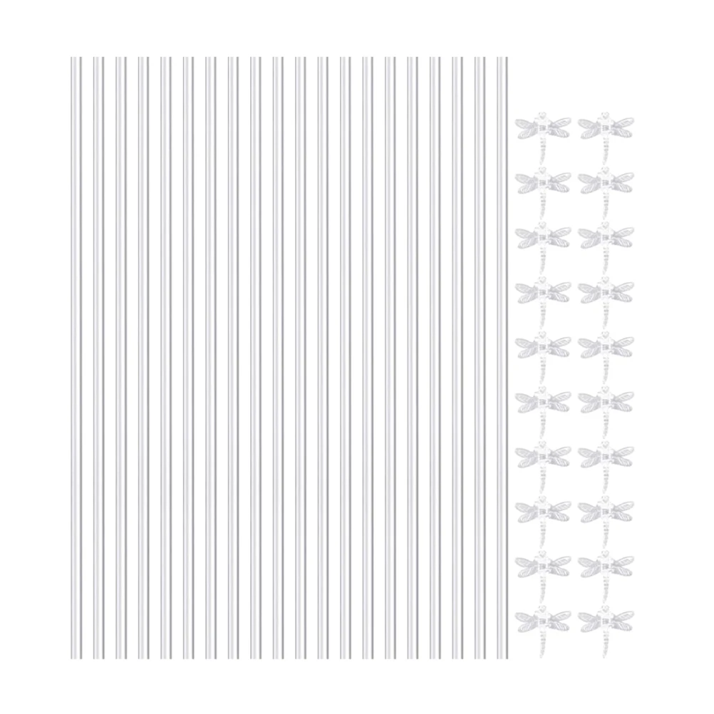 20 مجموعات من أوتاد النباتات الشفافة لدعم نباتات الأكريليك للحديقة والنباتات الداخلية ومشابك الأوركيد القطبية المستقيمة