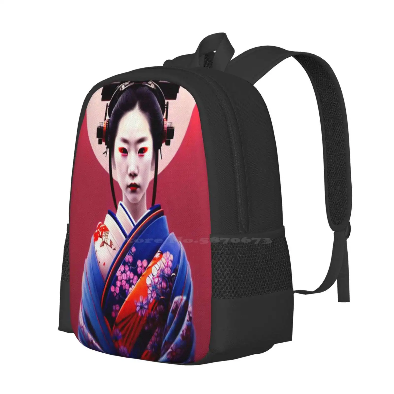 Beautiful Japanese Geisha Wearing Vr Eyepiece Hot Sale Schoolbag Backpack Fashion Bags Beautiful Japanese Geisha Wearing Vr