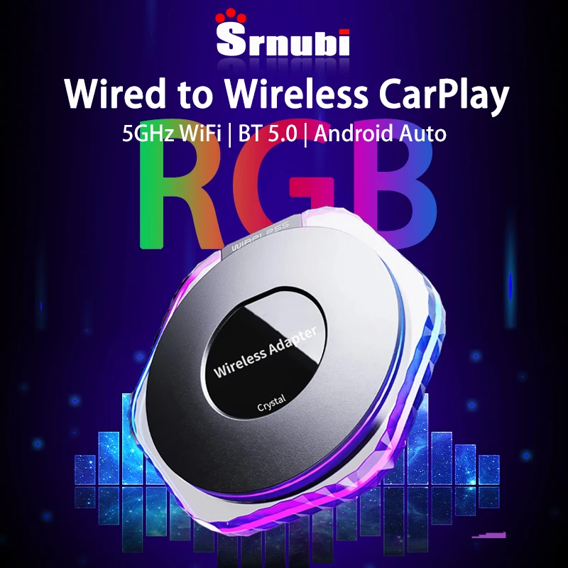 Universal Mini Wireless Carplay Box Wireless Adapter RGB Light For Audi Toyota Mazda Nissan Chevrolet Suzuki Subaru Ford Hyundai