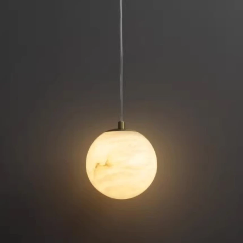 

Nordic full spectrum simple bedroom full copper marble lamp creative liftable bar table study long line bedside small chandelier