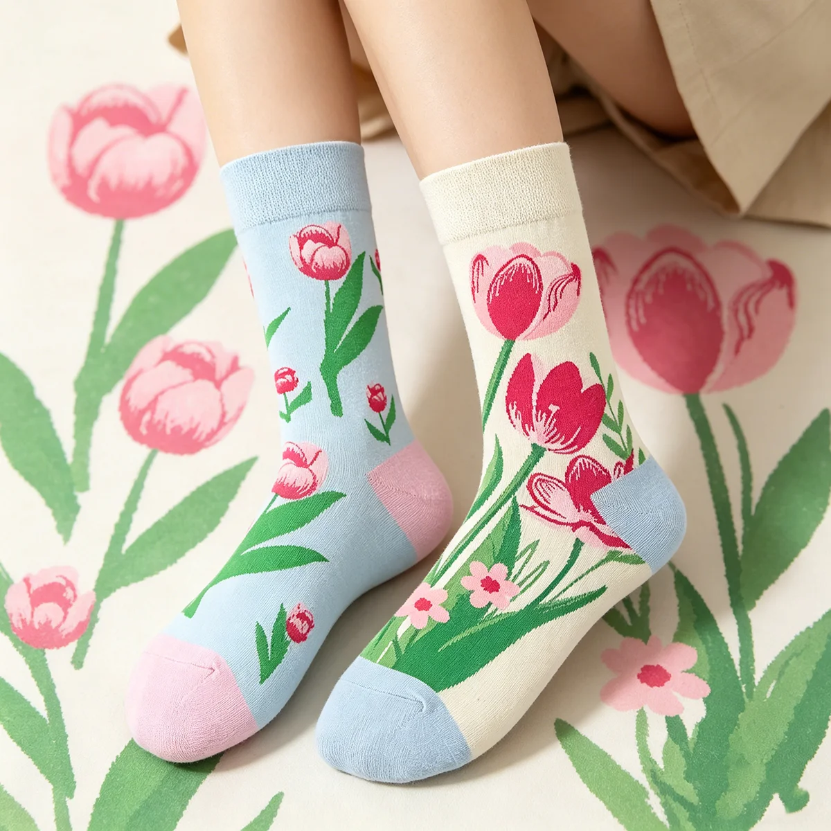 

1 Pair Man Women Sock Original AB Tide Socks Colorful Socks Flowers Fruits Candy Cotton Socks Daily Friend Get-together Gifts