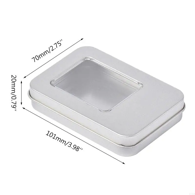 K3KD Metal Rectangle Silver Play Box Box Money Coin Box
