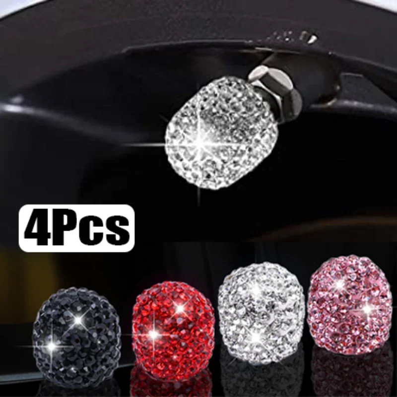 Tire Rhinestone Decor Valve Caps Diamond Bling Bling Shiny Wheel Valve Dustproof Cover Car Motorcycle Tyre Accessories