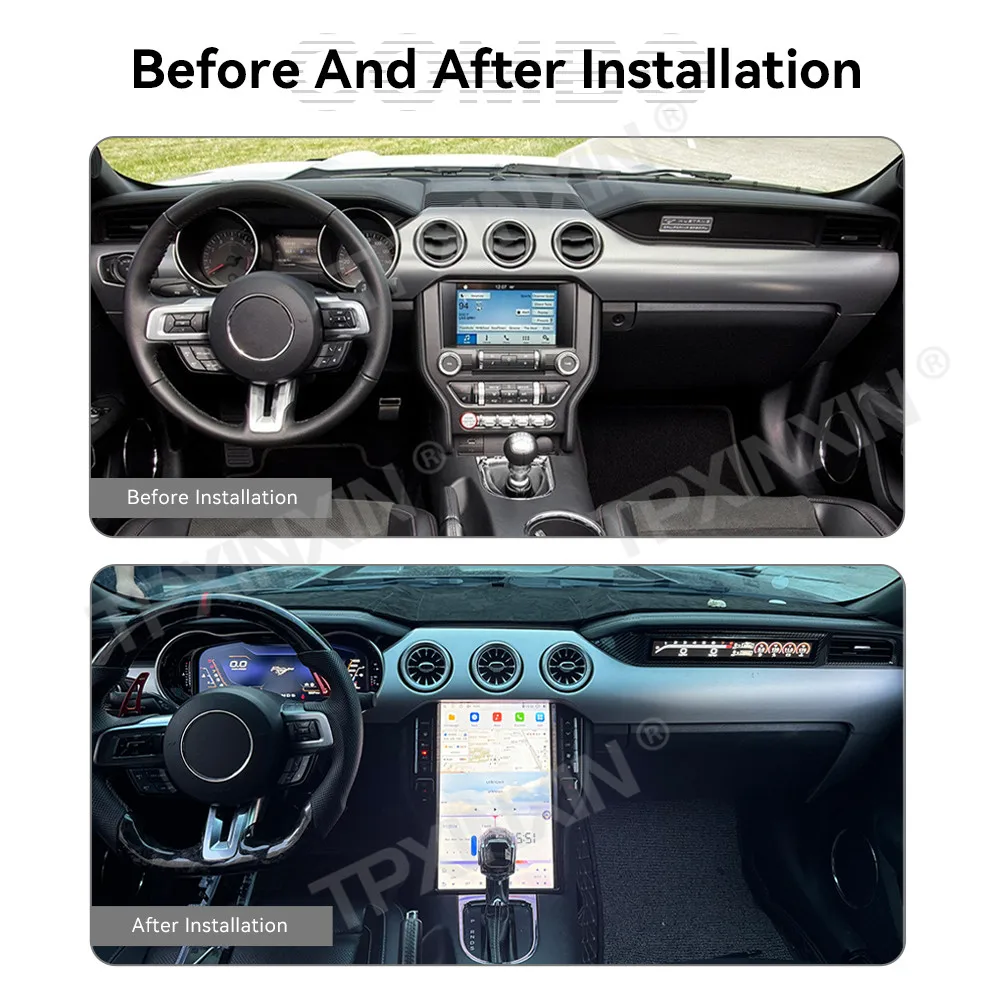 For Ford Mustang 2015‑2023 3‑Piece Set System Android Auto CarPlay GPS Central Control Instrument Passenger Display Car Radio