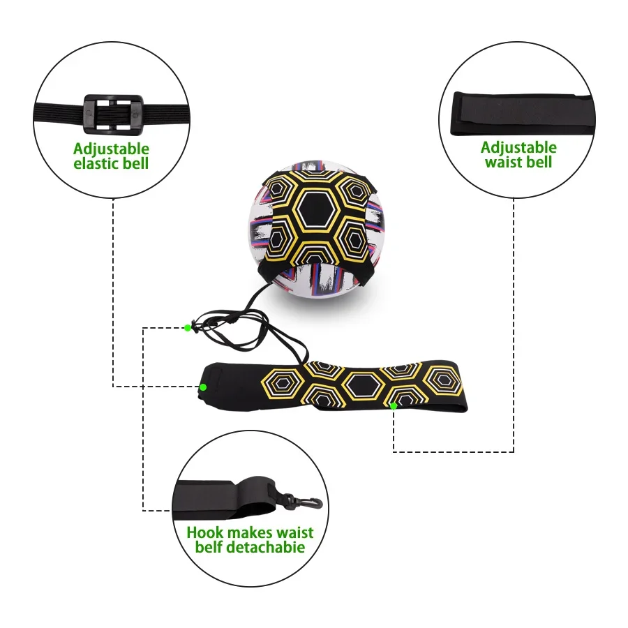 Bola de futebol chute solo trainer malabarismo sacos prática equipamentos treinamento crianças auxiliar círculo cinto trainer