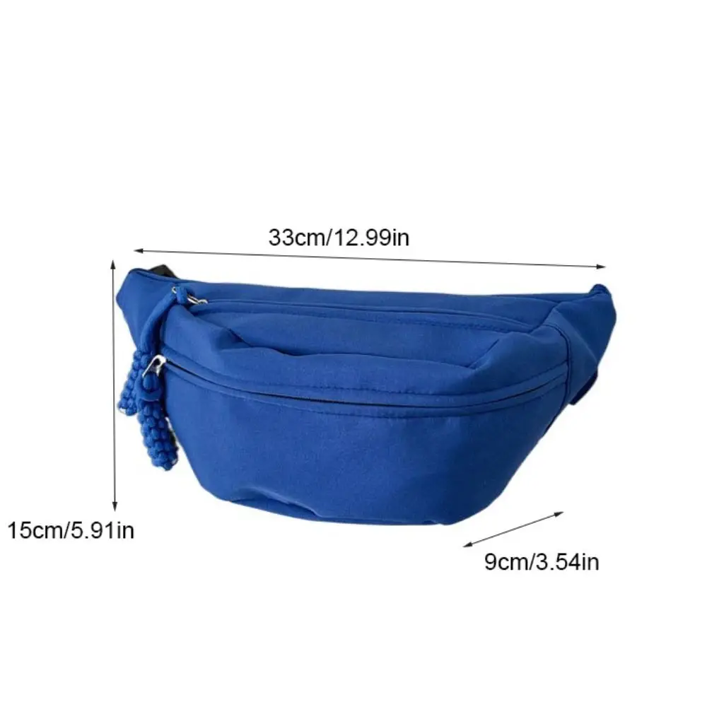 Fashion Zipper Canvas Chest Bag Large Capacity Korean Style Nylon Crossbody Bag Handbag Half Moon Belt Bag Waist Bag Sports