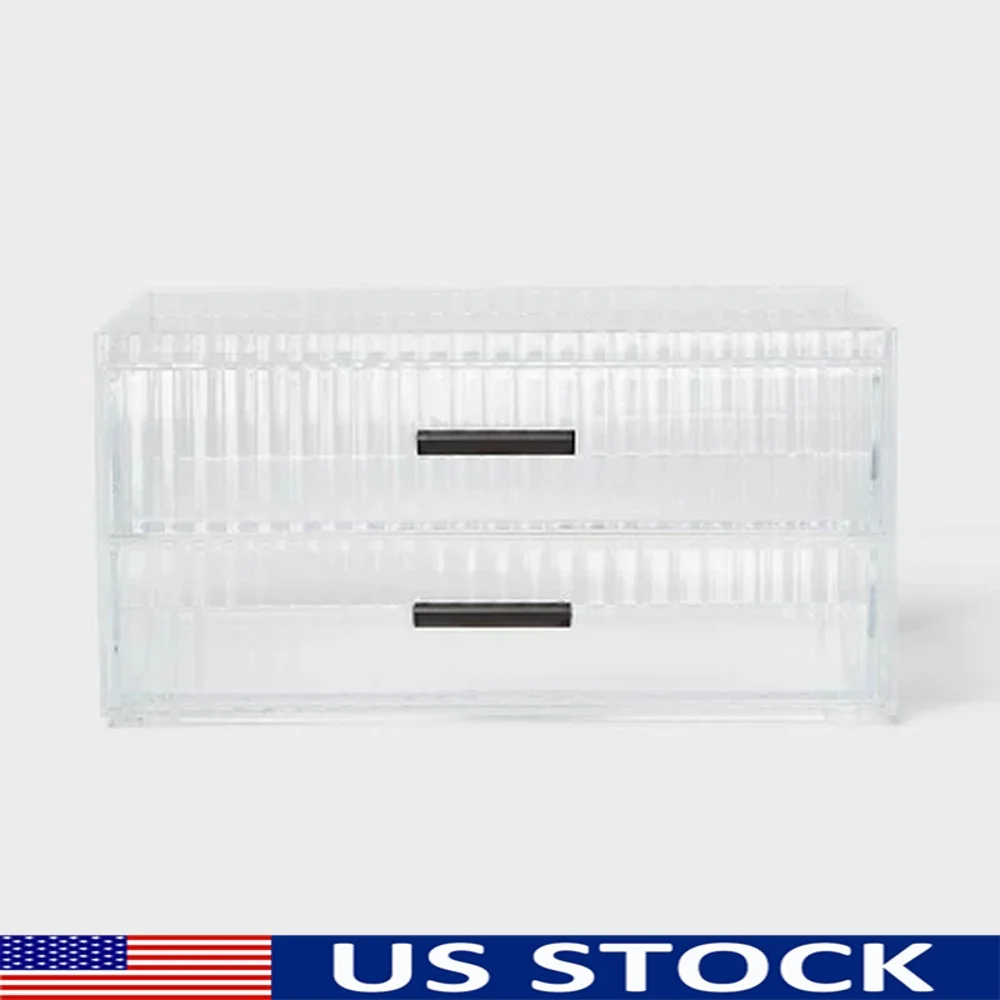 

Clear Acrylic Stacking Drawers Set with Ribbed Design Built-in Handles Easy Access Storage Organizer Home Office Use