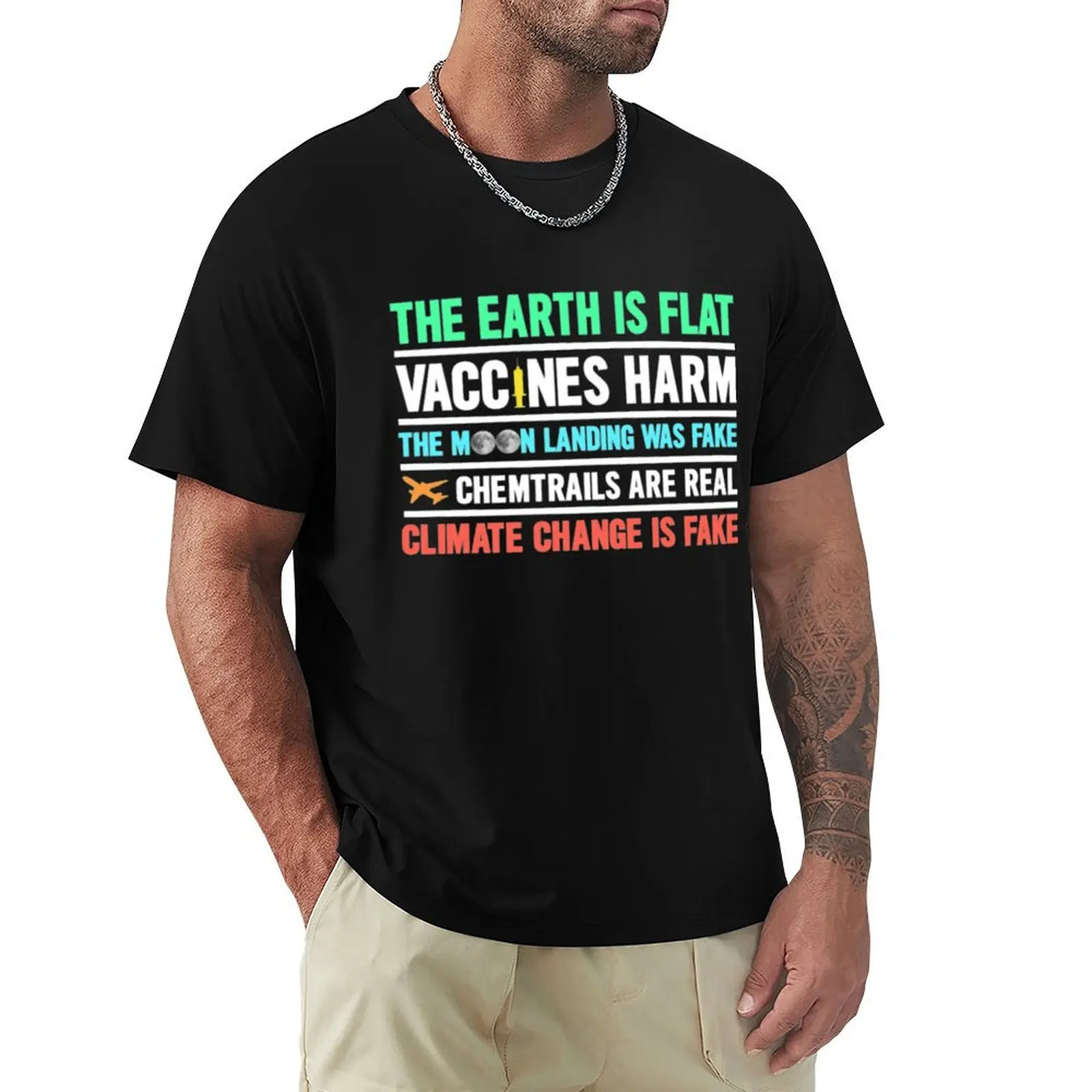 

The Earth Is Flat Vaccines Harm Chemtrails Mask T T-Shirt graphics Funny t-shirts t shirts for men pack