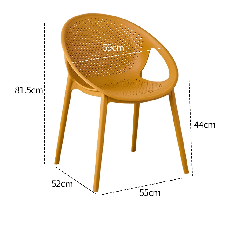 Plastic backrest chair Small apartment stackable dining chair Leisure outdoor waiting chair