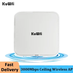 Потолочная точка доступа KuWFi 3000 Мбит/с, 2,4G, двойной диапазон, Wi-fi 6, домашний беспроводной маршру тизатор, точка доступа Wi-fi, 48 В, Poe, усилитель сигнала Wi-fi