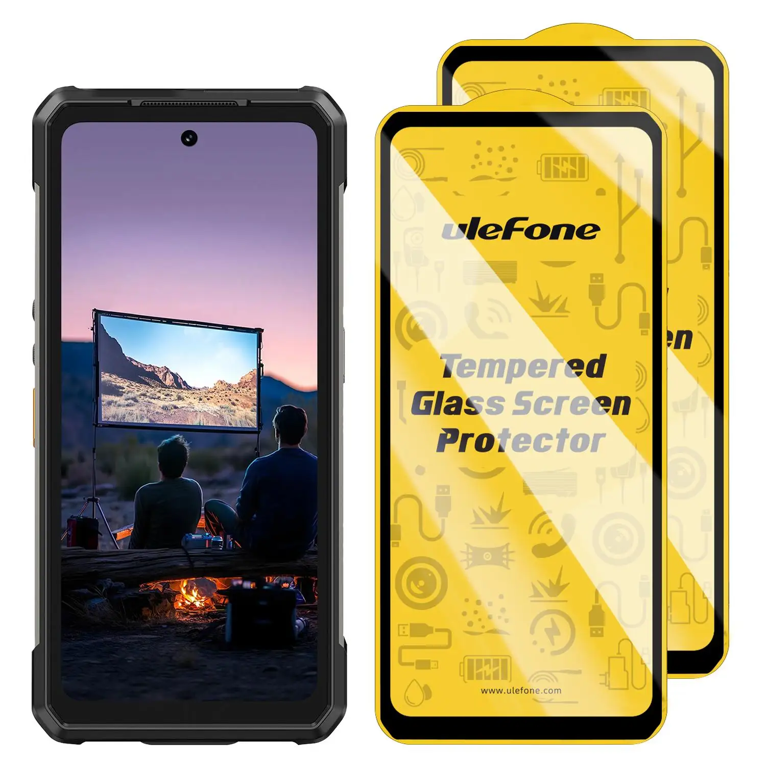 For Ulefone Armor 34 Pro / PLUS Projector 2pcs / Pack Ulefone 9H HD Anti Fingerprint Tempered Glass Screen Protector