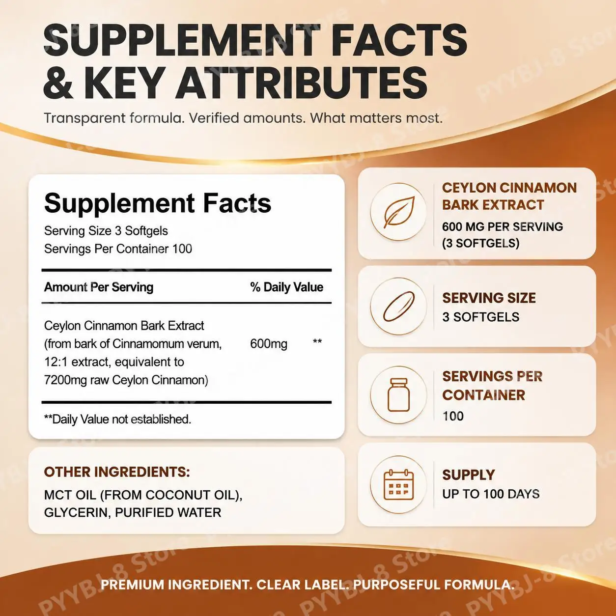 Ceylon Cinnamon Bark Extract Softgels for Blood Sugar Support, Antioxidant Support, Immune Support, and Energy - 300 Softgels