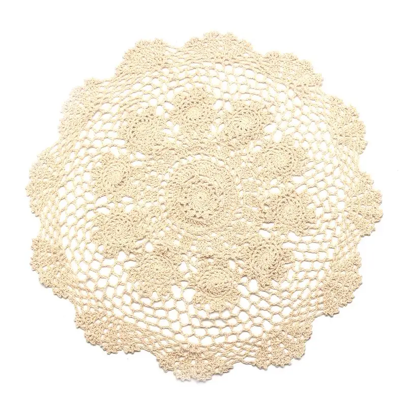 1PC Round Tablecloth Doily Table Cloth Crochet Lace Cotton Cover Mat Banquet Wedding Decoration