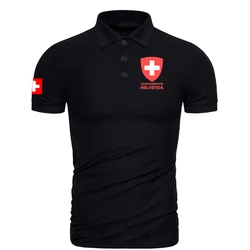 Polo de marque à manches courtes pour hommes, imprimé pour la campagne, Suisse, Hollywood, Suisse, CHE, CH