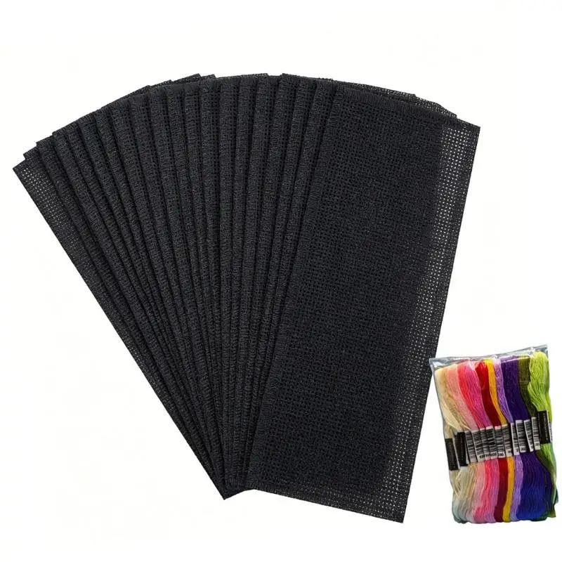 E8BD Blank Cotton Bookmarks Set For Handmade Crosses Stitching Embroidery With 36 Thread Color