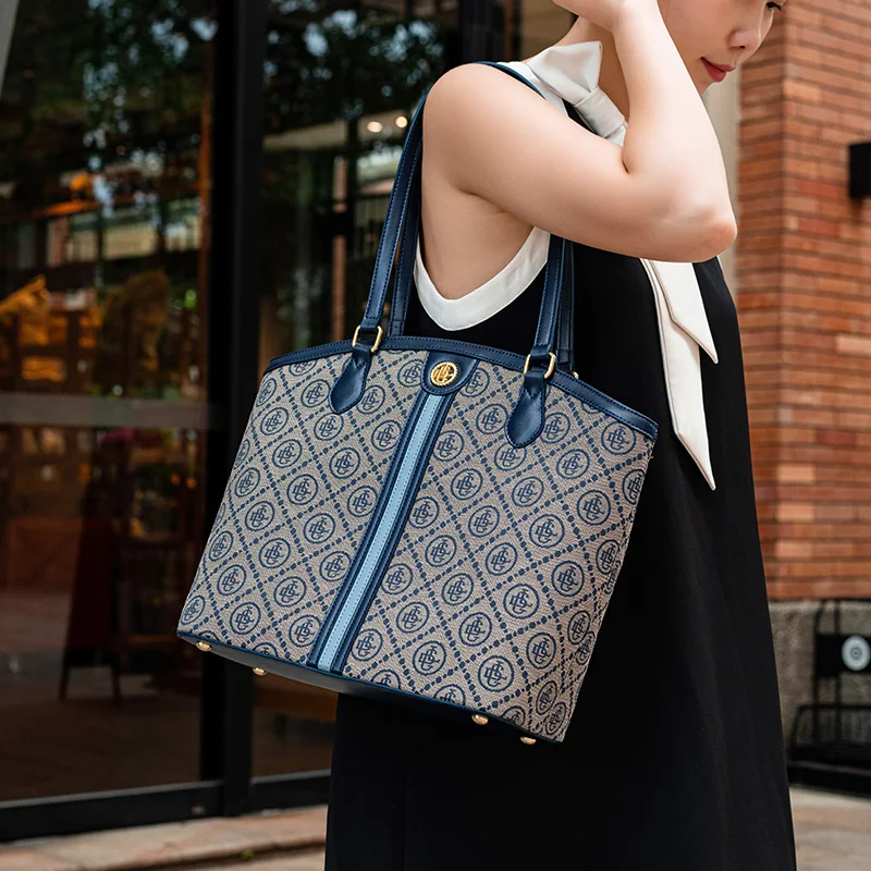 Blue Embroidered Large-capacity Commuter Travel Tote Women\'s Bag