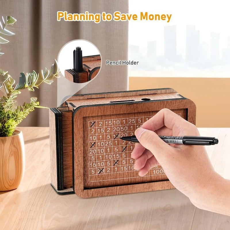 Best-Wooden Money Box With Cash Vault Design, Wooden Piggy Bank, Cash Vault Wooden Savings Box, Money Box With Money