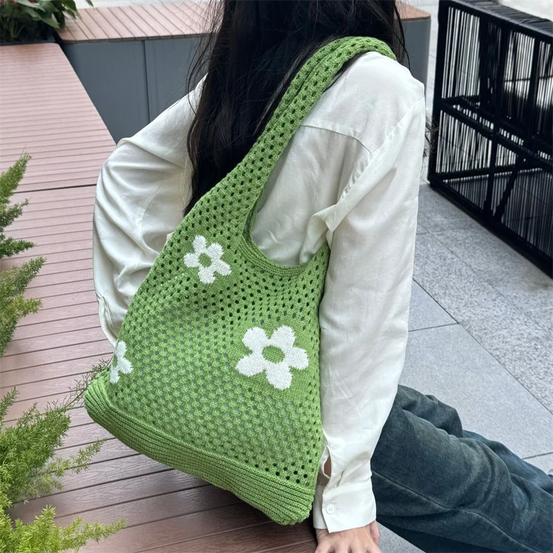 

Women Summer Aesthetic Mesh Beach Bags Girls Hobo Bags Purse Large Capacity Shoulder Bag Travel Shopper Totes