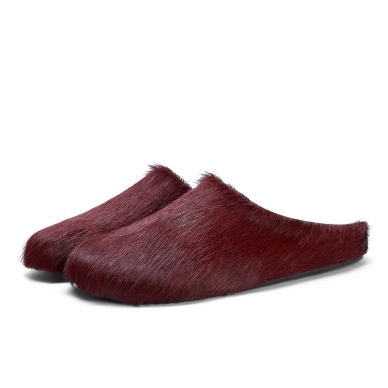 Women Horse Hair Closed Toe Mules Flats Antibacterial Deodorant Soft Cushion Slip On Casual Home Daily Walking Slides F290 view 6