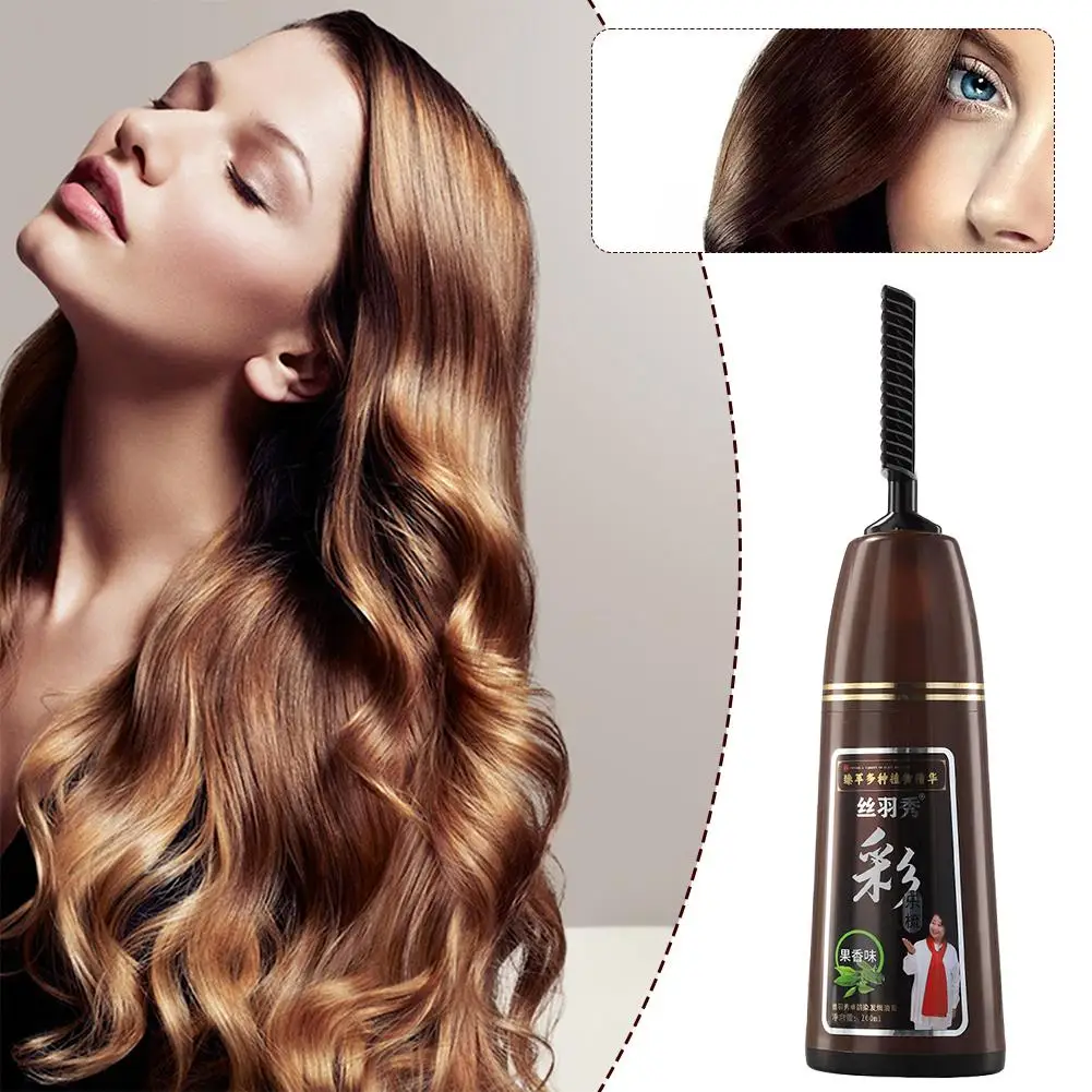 

200ml Instant Coloring Shampoo Natural Black Color for Men Women Hair Dye Herbal Brown Purple Hair Dye Hair Dye Shampoo B6K1