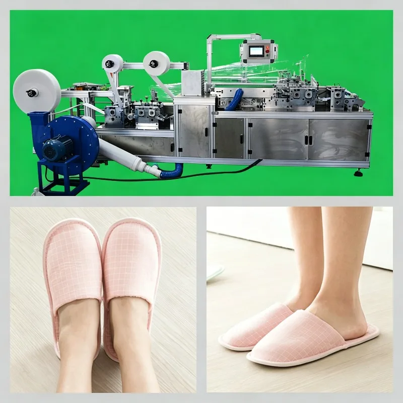 Professional Nonwoven Disposable Slipper Making Machine 3-in-1 Auto Feeding Printing Packing High Capacity for BusinessTripHotel