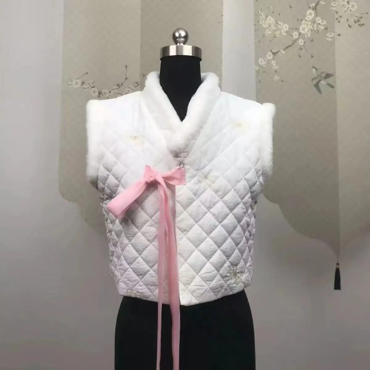 Winter Hanbok Weste Damen Traditionelle Koreanische Kleidung High-End Vintage Ärmellose Tops Neujahr Party Weste Mantel Sieht Schlank