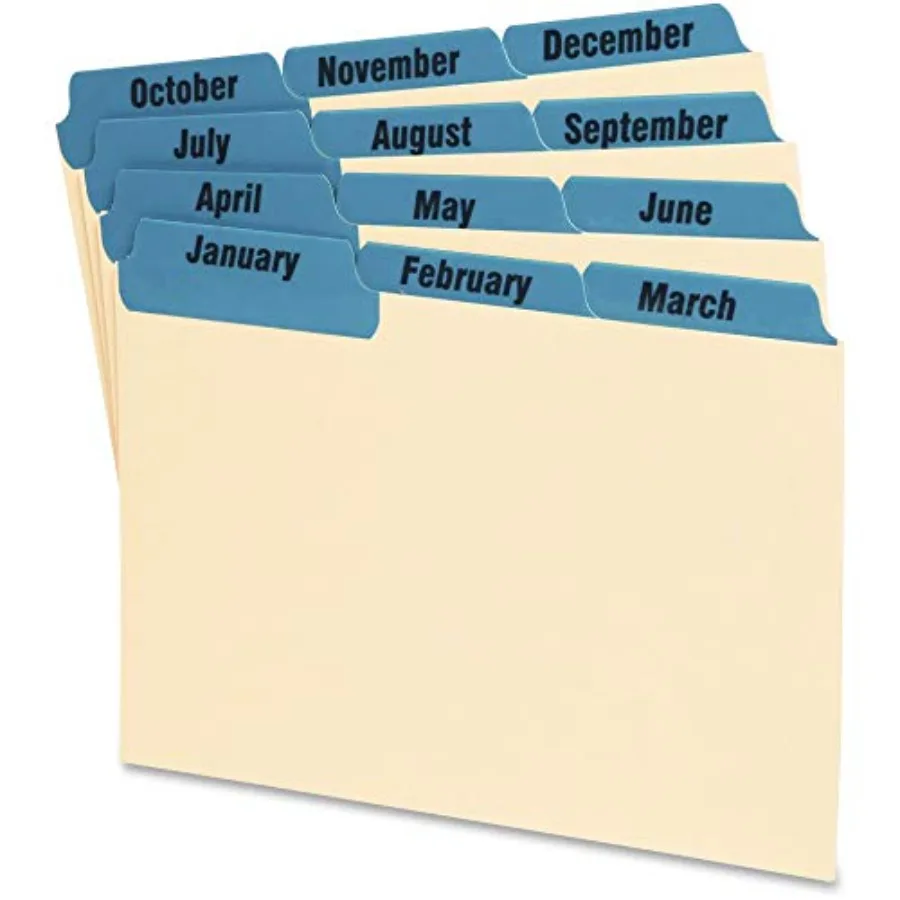 

04613 Laminated Tab Index Card Guides, Monthly, 1/3 Tab, Manila, 4 x 6, 12/Set OXF04613
