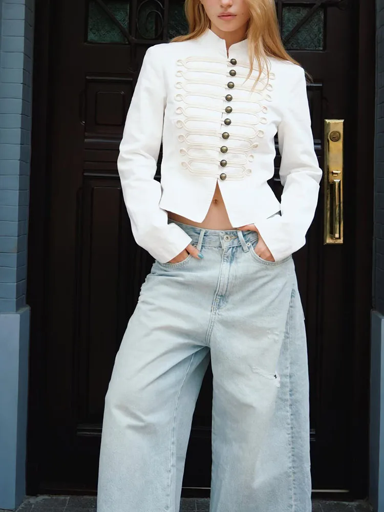 Spring 2026 Women's Slim Fit Long Sleeve round Neck Rope Buckle Jacket New Arrival Versatile Elegant Short Outerwear