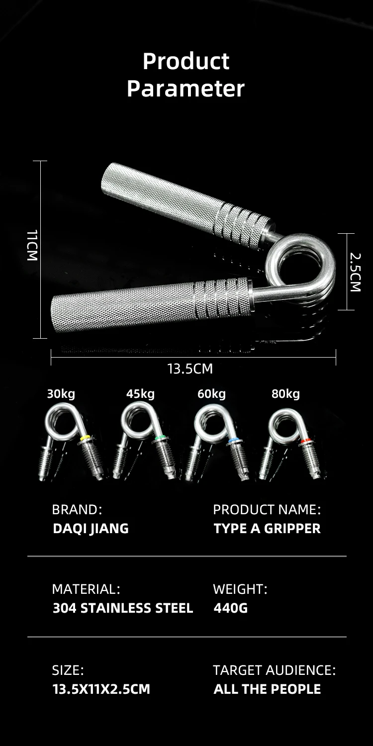 Daqi Jiang Griffkrafttrainer Groß, Sieben Edelstahl-Griffkrafttrainer vom Typ A für professionelles Training der Handkraft, Fingerkraft, Handgelenkskraft, Armmuskulatur und Armkraft. – Detail 12