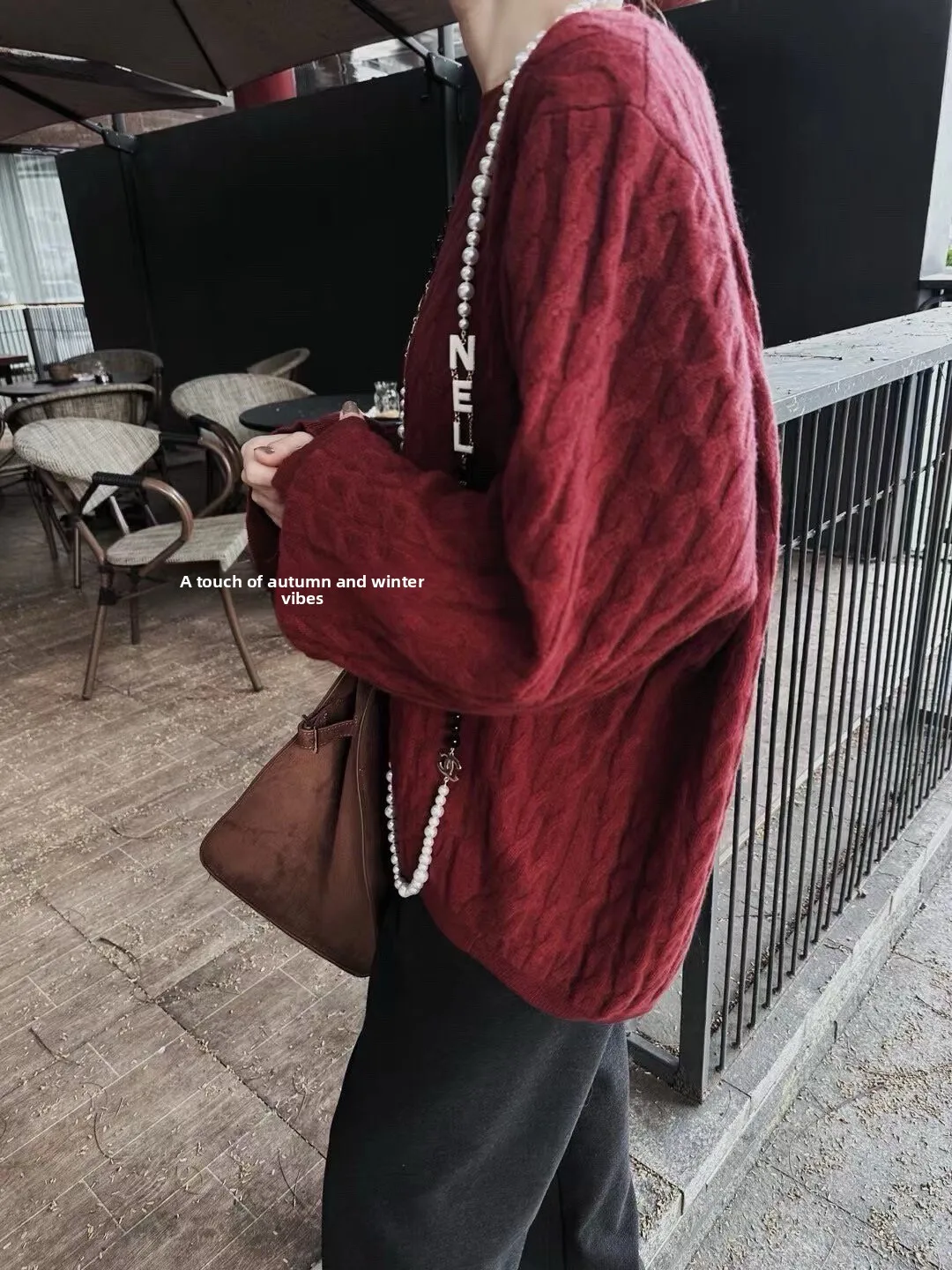 

TT2025 Осенне-зимний утепленный свободный вязаный свитер из кашемира и шерсти для женщин, с круглым вырезом, в стиле Lazy Style, с узором «косы» по низу