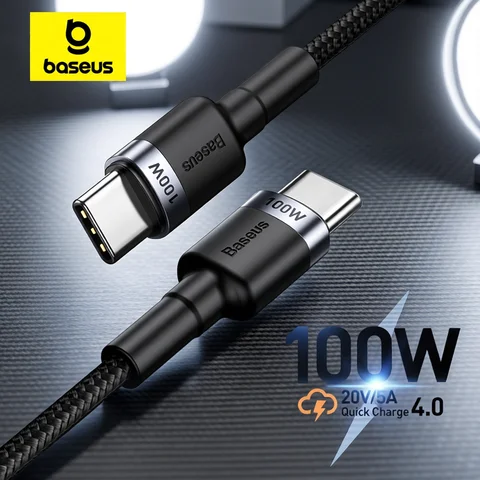 Baseus USB Type C To USB C Cable For iPhone 17 16 100W/5A PD Fast Charging Charger Cord For Macbook Xiaomi Samsung Type-C Cable